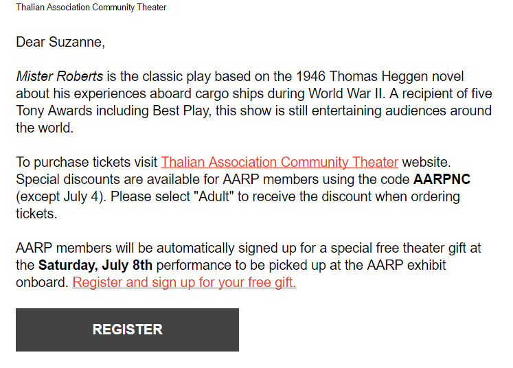 Special For Aarp Members With Promotion Code Excluding July 4th Performance